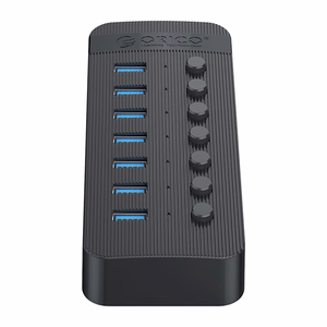 Orico CT2U3-7AB 7x USB-A 3.0 jaotur lülititega - must