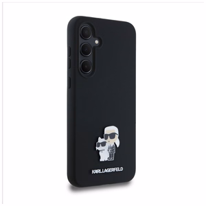 Karl Lagerfeld Silicone Karl&Choupette Metal Pin ümbris jaoks Samsung Galaxy A35 - must