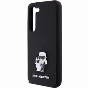 Karl Lagerfeld Silicone Karl&Choupette Metal Pin ümbris jaoks Samsung Galaxy S23 - must