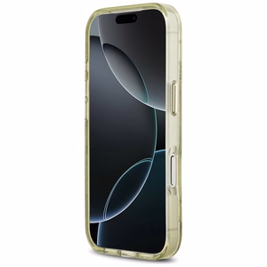GUESS ümbris jaoks IPHONE 17 Pro Max compatible with MagSafe GUHMP17XHFLPEDN (IML Metal Glitter Flowers Triangle) roheline