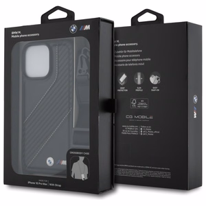 BMW M Edition Carbon Stripe & Strap Ümbris jaoks iPhone 16 Pro Max - must