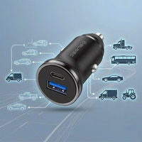 Blavec Autolaadija BS-01B-C Road - USB + Type C - QC 3.0 18W PD 20W koos Type C to Type C cable (CCBS01BCR-UCB) must