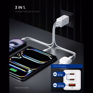 Spigen Essential EE673EU 3-portiline 67W seinalaadija - valge