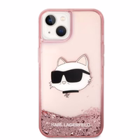 Karl Lagerfeld Glitter Choupette Head ümbris jaoks iPhone 14 Plus - roosa