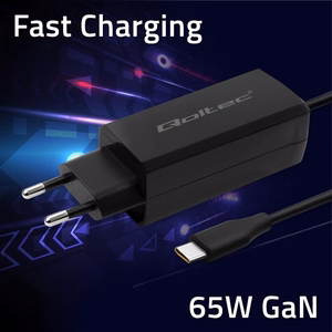 Qoltec 52419 65W GaN ülikiiret laadimist toetav laadija | 5-20V | 3-3.25A | USB-C 3.1