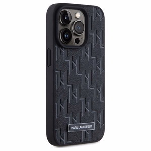 Karl Lagerfeld Leather Monogram Metal Logo MagSafe iPhone 15 Pro Ümbris - must