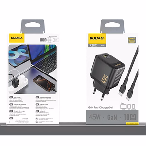 Dudao A28C 45W GaN Wall Laadija + USB-C Kaabel - must