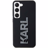 Karl Lagerfeld 3D Rubber Glitter Logo ümbris jaoks Samsung Galaxy S24 - must