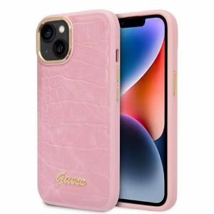 Чехол Guess Croco Collection для iPhone 14 - розовый