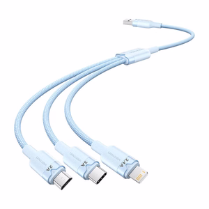 USB 2.0 A to 3in1 3A kaabel Vention CTPLG 1.5M (sinine)