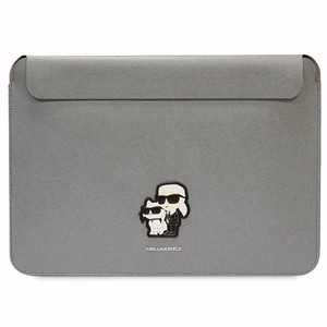 Karl Lagerfeld Saffiano Karl&Choupette ümbris jaoks a 16" laptop - hõbedane