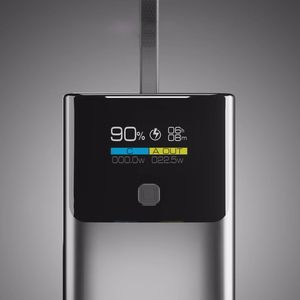 SBS 10000mAh PD 20W Powerbank with LCD Display and Built-in USB-C Cable - Gray
