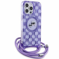 Karl Lagerfeld IML Crossbody Monogram Karl & Choupette Head MagSafe Ümbris jaoks iPhone 15 Pro Max - lilla