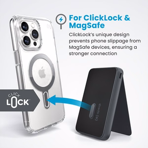 Speck StandyBank + ClickLock 5000 mAh magnetiline akupank tugijalaga, kuni 15 W juhtmevaba laadimine, MagSafe'iga ühilduv, must