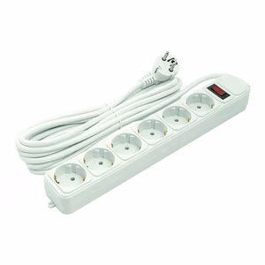 Extension cord 5m, 6 sockets, koos switch