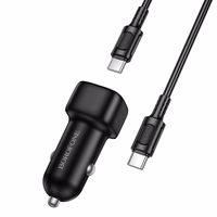 Car laadija Borofone BZ34B 38W USB-C/USB-A + USB-C to USB-C kaabel 1.0m must