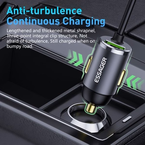 Autolaadija Essager „Bee" hall (1xUSB) + integreeritud „Lightning" kaabel 20W