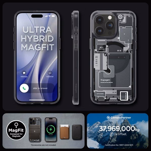 Spigen Ultra Hybrid Mag Ümbris with MagSafe jaoks iPhone 15 Pro - Dark hall (Zero One Pattern)