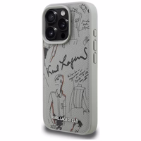 Karl Lagerfeld Grained Pattern & Logo MagSafe Ümbris for iPhone 16 Pro - hall