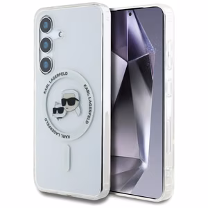 Ümbris Karl Lagerfeld Button Karl & Choupette Heads Printed Logo MagSafe Samsung Galaxy S25 valge