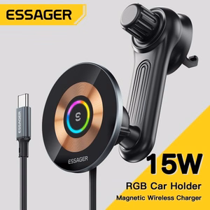 Autohoidik Essager Arpege Must (juhtmevaba laadimine 15W) (magnetiline / ventilatsioonivõre)
