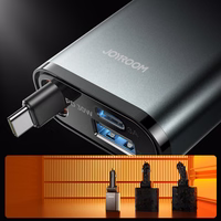 Joyroom JR-CCL07 3-in-1 Car Laadija with Built-in Retractable Kaabel - Dark hall