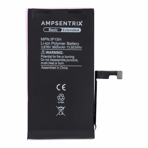 AmpSentrix Basic aku iPhone 15 jaoks (suure mahutavusega 3600 mAh)