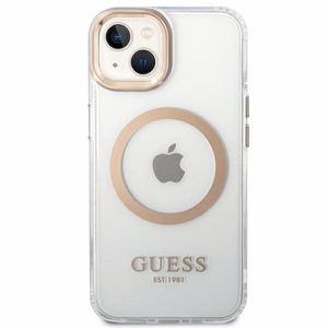 Guess GUHMP14MHTRMD iPhone 14 Plus 6.7 "kuldne / kuldne hard ümbris Metal Outline Magsafe