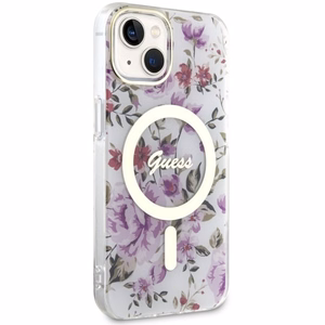 Guess GUHMP14MHCFWST iPhone 14 Plus 6.7" läbipaistev hardcase Flower MagSafe