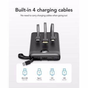 Powerbank Veger C10 (W1116) 10000 mAh with built-in Micro-USB cables / Typ C / Lightning must