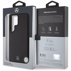 Mercedes Leather Debossed Lines MagSafe ümbris jaoks Samsung Galaxy S25 Ultra - must