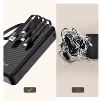 Dudao K11 Pro 20000mAh Powerbank koos sisseehitatud kaablitega - must