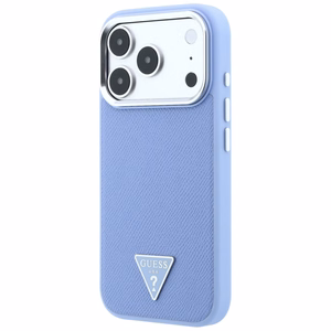 Guess Grained Triangle Logo ümbris seadmele iPhone 18 Pro / 17 Pro, MagSafe-ühilduv – sinine