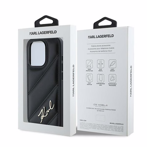 Karl Lagerfeld Diagonal Quilted Script ümbris jaoks iPhone 15 Pro - must