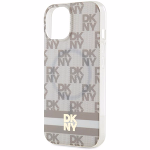 DKNY IML Checkered Mono Pattern & Printed Stripes MagSafe Ümbris jaoks iPhone 15 Plus / 14 Plus - Beige