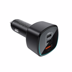 Acefast B18 200 W autolaadija, 2 × USB-C + USB-A, must