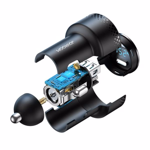 Autolaadija Joyroom „JR-CCD02" must 70W (2xUSB-C) LED-ekraaniga