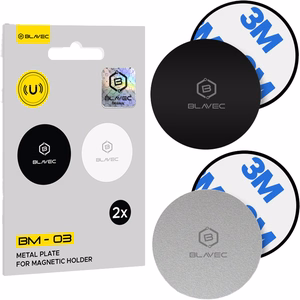 Blavec Metal plate jaoks magnetic hoidja BM-03 set of 2 pieces round (40mm) must and hõbedane