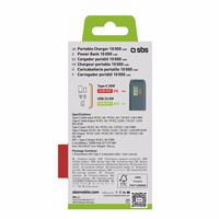 Powerbank SBS 10000 mAh 20W sisseehitatud USB-C kaabliga ja digitaalse ekraaniga - hall