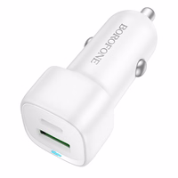 Borofone autolaadija BZ34B Cloud - USB + Type C - QC 3.0 PD 38W valge
