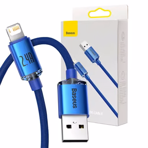Baseus Crystal Shine cable USB to Lightning, 2.4A, 1.2m (sinine)