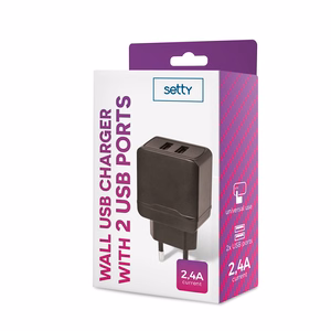Setty laadija 2x USB 2,4A must