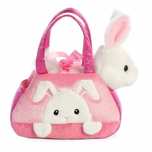 Fancy Pals PeekaBoo keskkonnahoidlik jänku plüüslelu roosas kotis, 20 cm