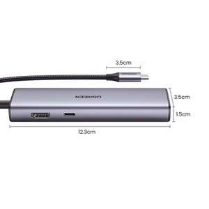 Ugreen CM512 15598 6in1 jaotur USB-C - 3x USB-A 3.0 / HDMI / RJ45 / USB-C PD - hall