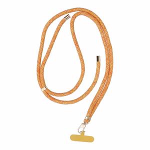 SWING (8mm) Phone lanyard, Phone pendant with adjustable length / cord length 165cm (max 82.5cm in the loop) / on the shoulder or neck - oranž-valge