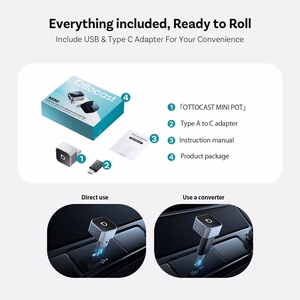 Juhtmevaba CarPlay/Android Auto adapter Ottocast Mini Cube must CP88-T3