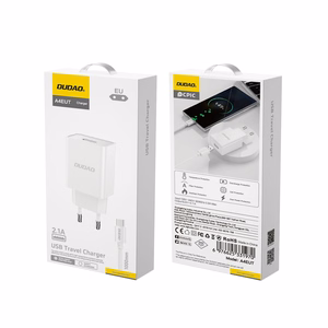 Dudao A4EU USB-A 2.1A wall Laadija - valge + USB-A - USB-C kaabel