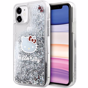 Hello Kitty Liquid Glitter Charms Kitty Head Ümbris jaoks iPhone 11 / Xr - Hõbedane