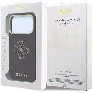 Guess Grained & Big Resin Logo ümbris seadmele iPhone 18 Pro / 17 Pro – must