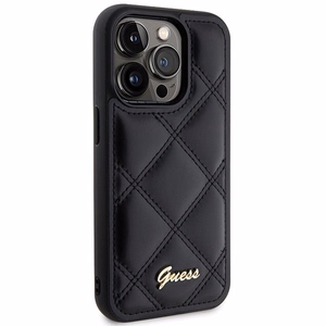 Guess Quilted Metal Logo ümbris jaoks iPhone 15 Pro - must